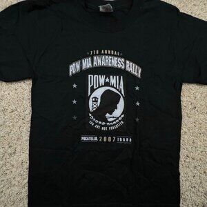 7th Annual Pow Mia Awareness Rally Boys Large Black Y2K 2007 Pocatello Idaho Tee
